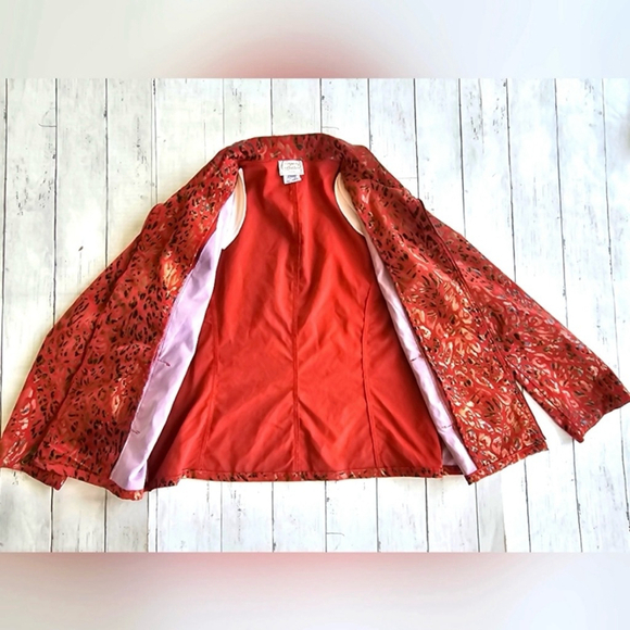 Vintage RARE Company Collection Burnt Orange Leopard Metallic Blazer Jacket 10P - Picture 4 of 10